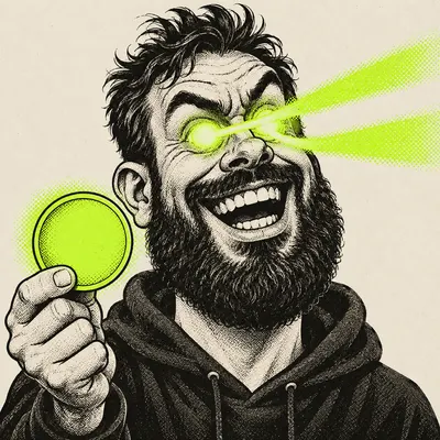 Invented caricature: BTC laser eyes